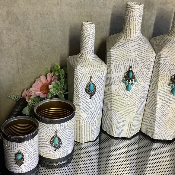 🌸 8PC: DECOR DISPLAY BOTTLE CAN TURQUOISE HOME ART PIECE LIVING SPACE HOLDERS - Picture 2 of 8